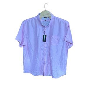 Interaffair 4XL Pink and White Polka Dot Short Sleeve Shirt NWT
